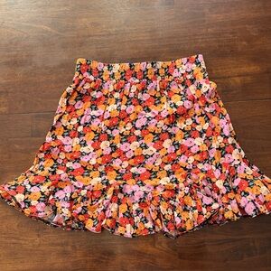 LOFT Multicolor Floral A-Line Skirt